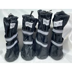 Dog Snow Boots Adjustable Black with Reflective Trim Non-Slip Waterproof Size M